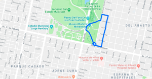 Mapa del recorrido del examen de conducir Santa Fe Rosario